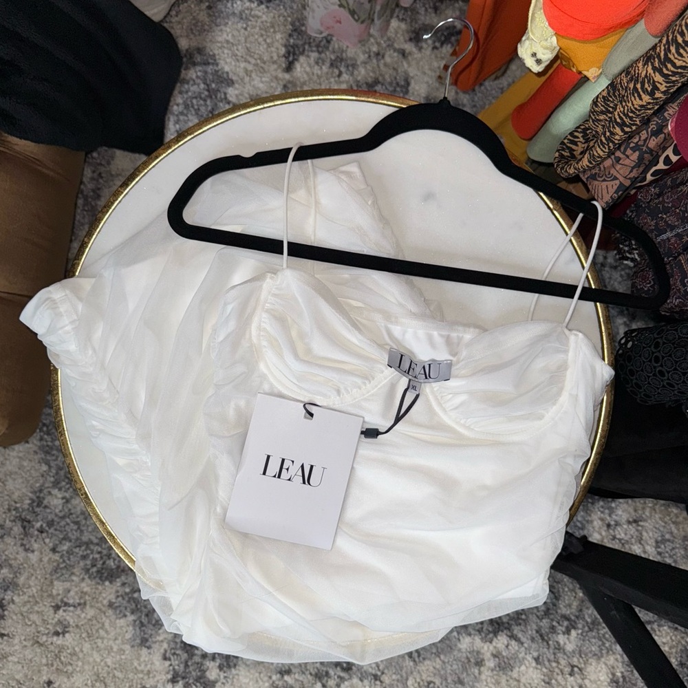LEAU Dedon Bustier White Mesh Dress